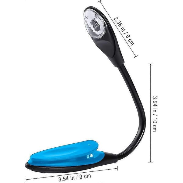 leselampe boklampe med 5 lysdioder, 3 lysstyrker, USB-oppladbar Blue