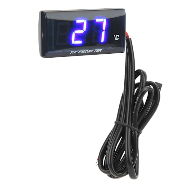 Universal Motorsykkel DC12V LCD-skjerm Smal Vanntemperaturmåler med 16 mm T-stykke for motorsykkel Blå Bakgrunnsbelysning