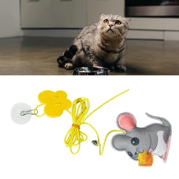 Door Cat Teaser Toy Retractable Replaceable Felt Pendant Elastic Rope Interactive Doorway Kitten Toy Mouse
