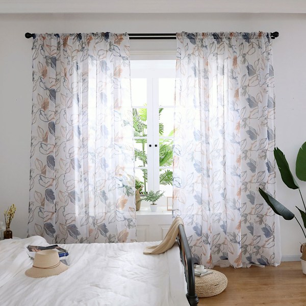 Vinduegardinkappe i polyester Voile soveværelse Stueindretning (brun)