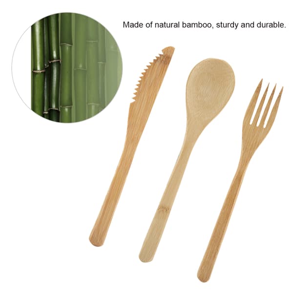 Japanese Style Reusable Bamboo Cutlery Set Knife & Fork & Spoon