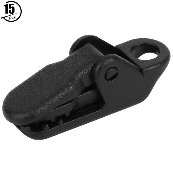 15 stk Plasttelt Markise Kapel Klemme Tarp Clip Gripper Spændeværktøj Sort