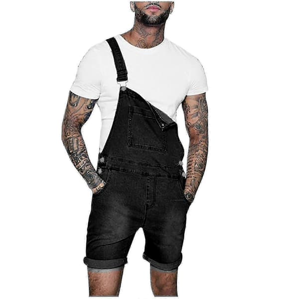 [LD]Rette denimshorts, kompatible med menn, brystlomme Grå Gray L