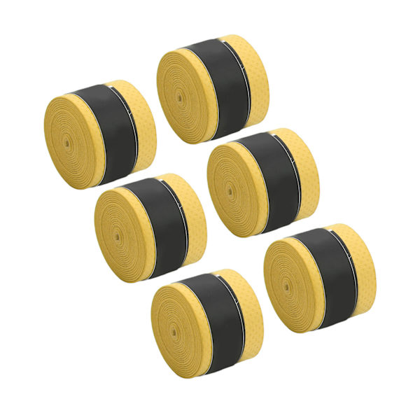 6 stk. tennisracket grebtape PU mat, antislip svedabsorberende Badmintonracket tape Sporttilbehør Gul