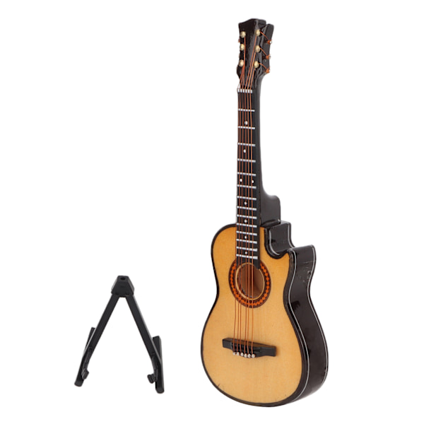 Miniatyr Gitarr Modell Trä Mini Musikinstrument Gitarr Replika med Ställ OrnamentM