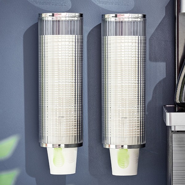 Engångspappersmuggar av plast Dispenser Väggfäste Dragtyp Vattenkylare Cup Dispenser Automatisk Remover Mugghållare för Hemsjukhus Gym Office
