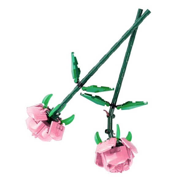 Byggkloss Rose Pedagogisk naturtrogen vacker blockblommaleksak för flickor Födelsedagspresenter Rosa