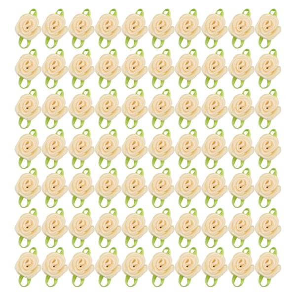 450 st Mini Rosett Ros Dekoration Rosettblomma med Blad Ornament för DIY Sömnad Hantverk Beige