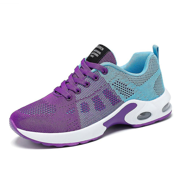 Løpetrenere for kvinner Komfortable mote joggesko Fritidsarbeid Tennis Turgåing Sport Atletisk sko Str. Purple 36