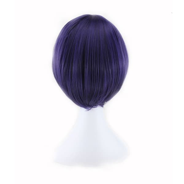 Blå-lila ansiktsmask cosplay anime peruk (24-25CM) rollspel kort peruk