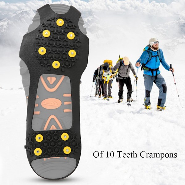 10 piikkiä liukastumisenesto kengänsuojat Grips Spikes Kiipeilykynnet ulkoilun ja kiipeilyn (S: 30-35)