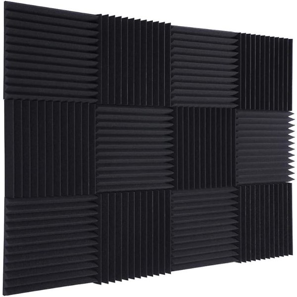 Akustiska skumpaneler 12-pack 2,5 tjocka akustikpaneler Ljudabsorberande panel Ljudpaneler Ljudreducerande för väggar Ljudskumpaneler, ljudkuddar för W