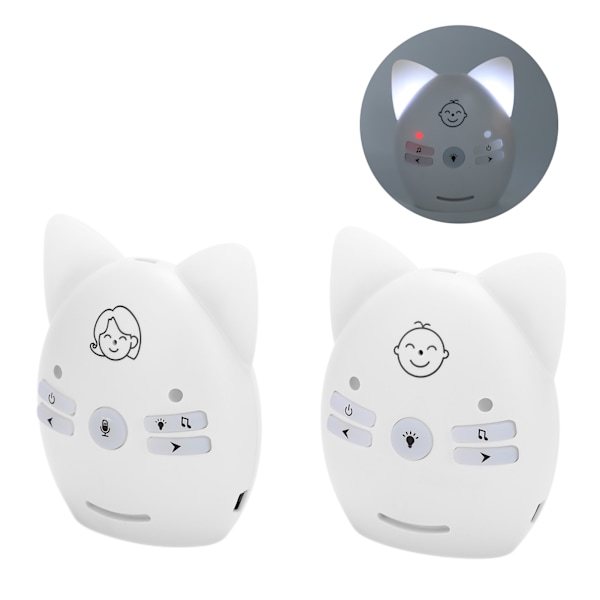 Trådlös ljudbabyvakt Two Way Talk Baby Monitor med nattljusmusik (100-240V)(US-kontakt)
