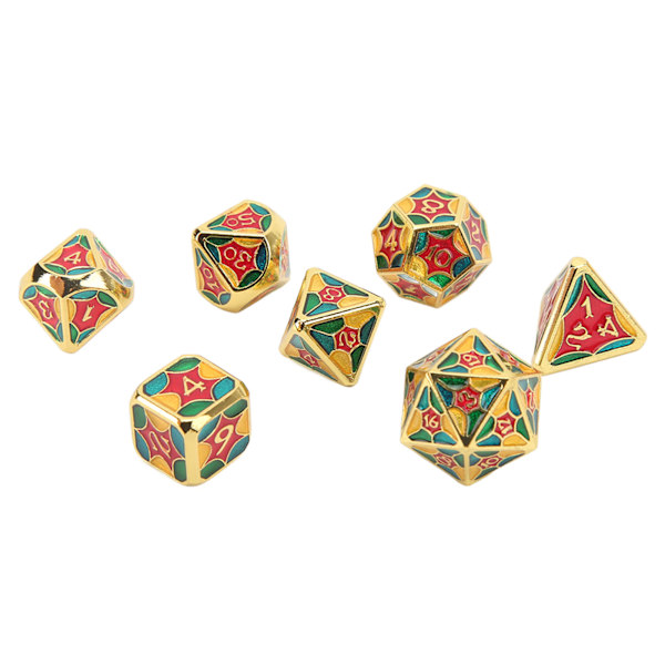 Metallista noppasetti Alumiiniseos Digitaalinen geometri Loistava lautapeli Polyhedral-nopat roolipeleille