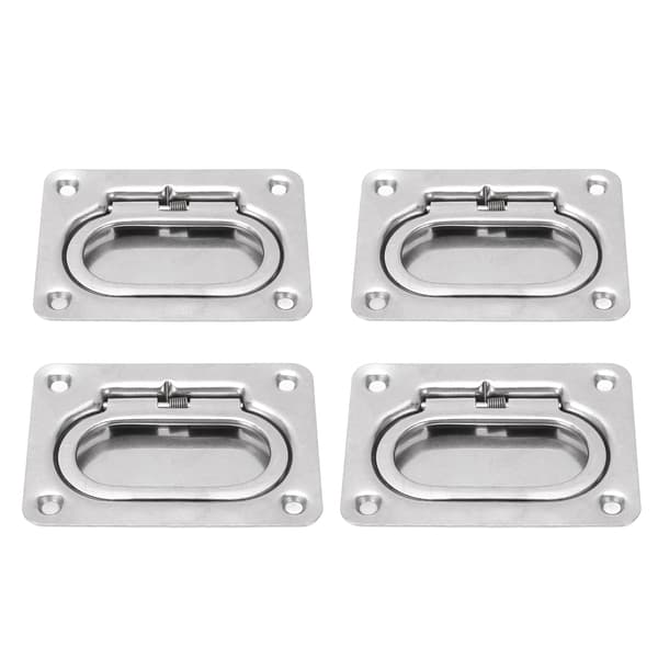 4 stk. Flush Ring Pull Dæklifter Dækselhåndtag 316 Rustfrit Stål Kvadrat til Båd Skib