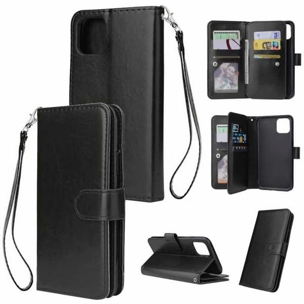 Kompatibel med iPhone 13 Praktisk Pung Etui med 12 Rum Array V4 Svart black