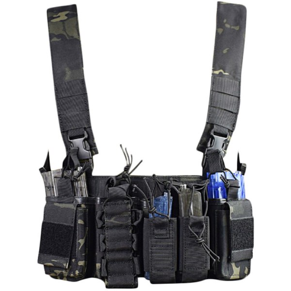 Tactical Vest Outdoor Multifunksjonelt beskyttelsesutstyr for militære fans Svart CP Kamuflasje Bryst Hengevest