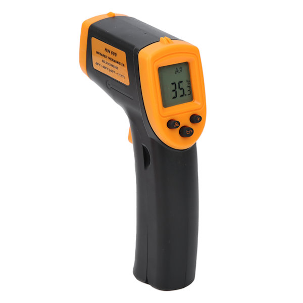 HW600 Kosketukseton Lämpömittari LCD Infrapunainen Digitaalinen Lämpötilan Mittaus Termometri (Keltainen)