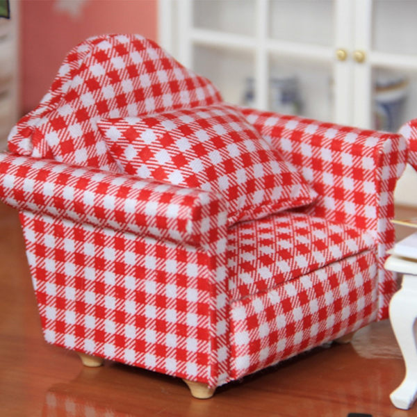 Enkel miniatyr-soffa med pute for 1:12 dukker DIY-tilbehør til dukkehus (#1)