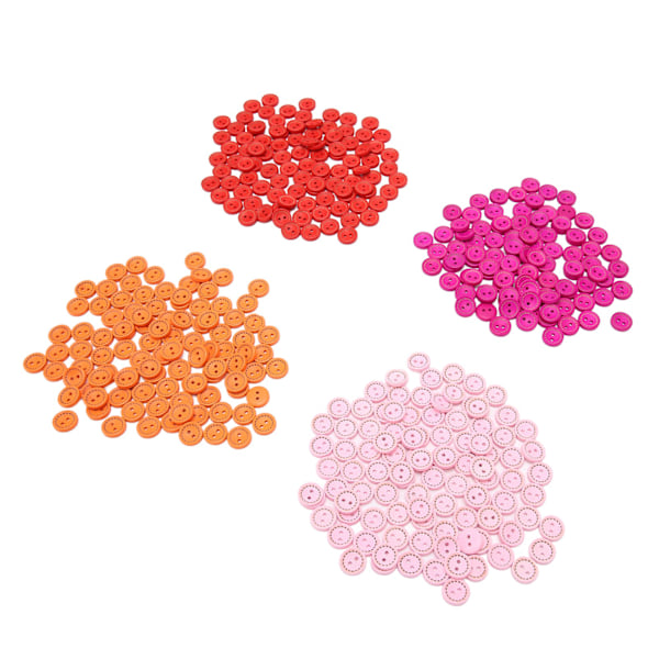 400 stk Runde Treknapper 1,5 cm 2 Hull Assorterte Farger Lett Glatt Håndverksknapper for DIY-dekorasjon