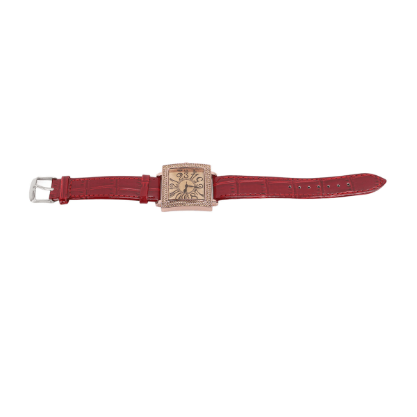 Naisten kello retrotyylillä timanttikoristelu mekaaninen kello neliönmuotoinen kellotaulu treffit matkustaminen punainen