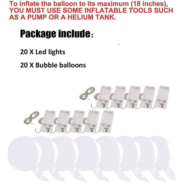 20 LED-ballonger Lysende ballonger, fargerike heliumballonger