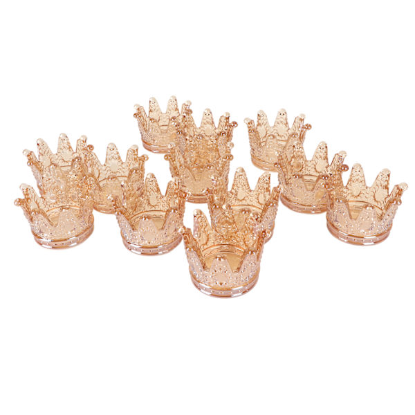 12 st Tealight Ljushållare 7,6 cm Klar Kronstil Bärnsten Används Ofta Liten Ljushållare för Fest Bröllop Kontor