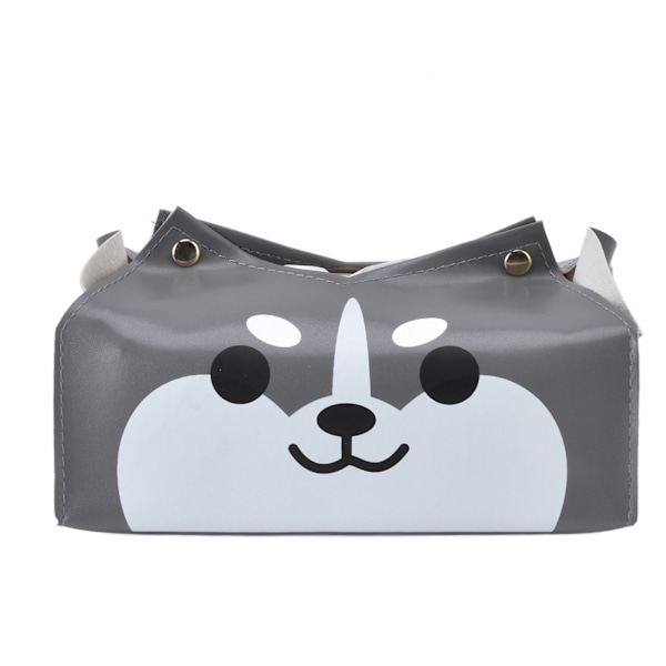 Tegneserie Vævæskeskrin Læder Fint Sød Hund Form V-formet Åbningsknap Design Væv Papir Æske Holder Husky