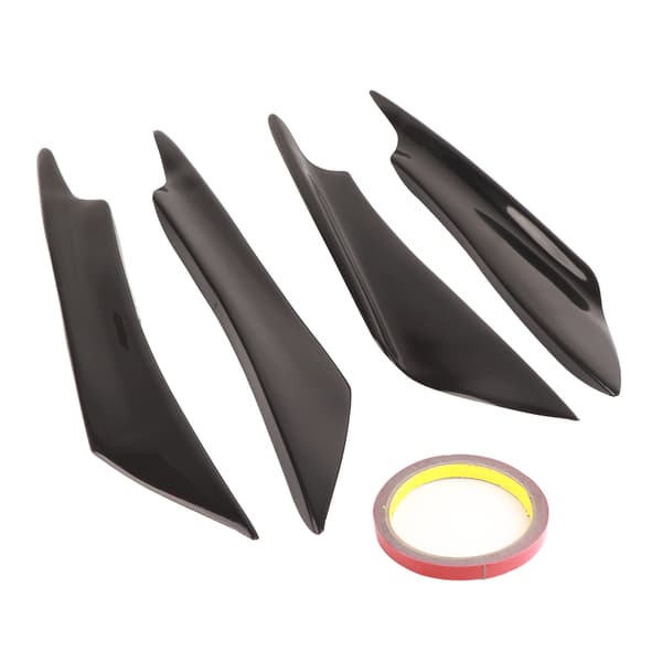4 stk. Universelle Sorte Bilkarosseri Spoiler Forreste Bumper Lip Splitter Fin Trim