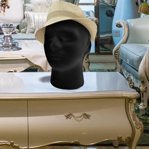 Sort mandlig skum mannequin hovedmodel hat paryk briller display
