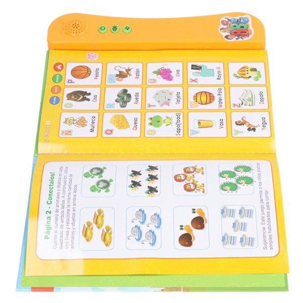 Elektronisk ljudbok Spanska språket Animal Fruit Numbers Lärande Barn Pedagogisk Toy Orange