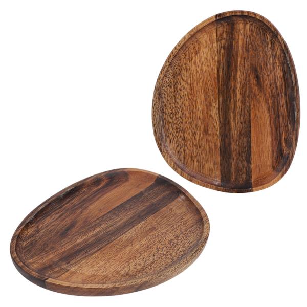 Uregelmessig trebrett serveringsbrett Snacks Frukt Organisering Bord Tilbehør Hurtigmattallerken Dekorasjon 26x21cm
