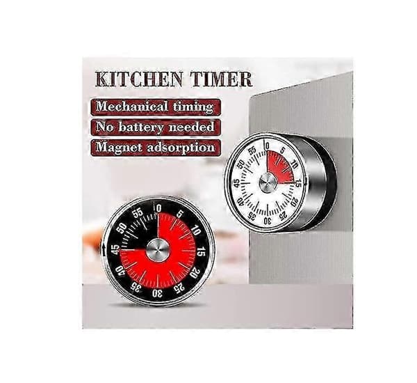 Visuel analog timer, 55 minutter, køkkentimer, nedtællingstimer til børn og voksne (hvid)