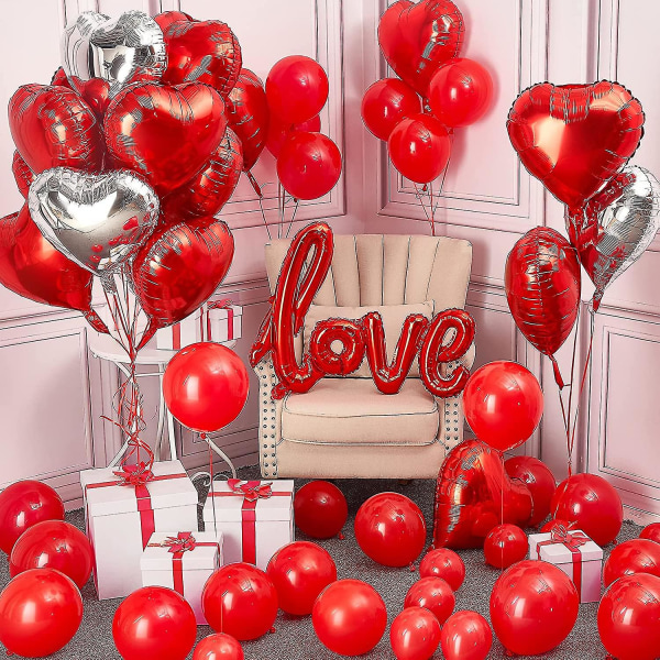 Alla hjärtans ballonger Alla hjärtans dekorationer Kärleksballonger Hjärtballonger Röda band Röda ballonger till Alla hjärtans dag Dekorationer Alla hjärtans dag De
