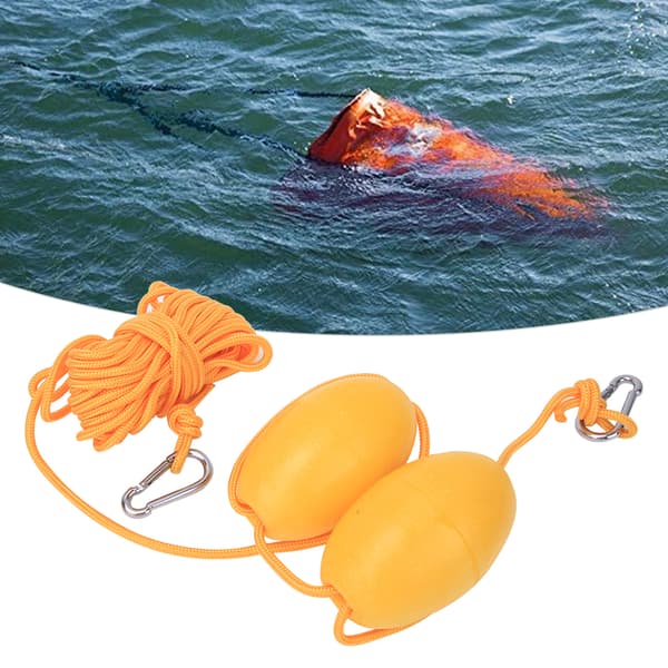 Kajakk Driftanker System Dobbel Ball Gul Tau Rustfri Stål Krok