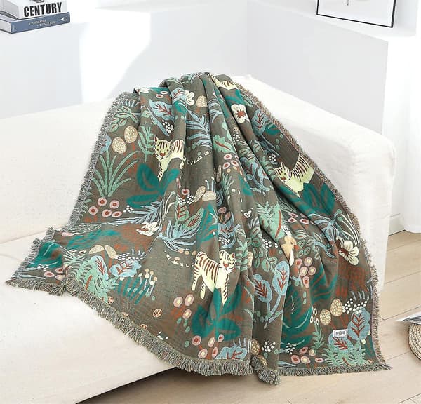 Bomuldsternet Boho Sengetæppe Dobbeltsidet Ternet Sengetøj Sofatæppe 150 X 200 Cm color 4