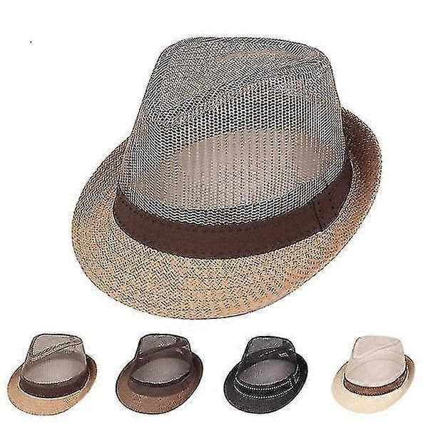 Ny Modekasket Fedoras Filthat med Bred Skygge Kaffe