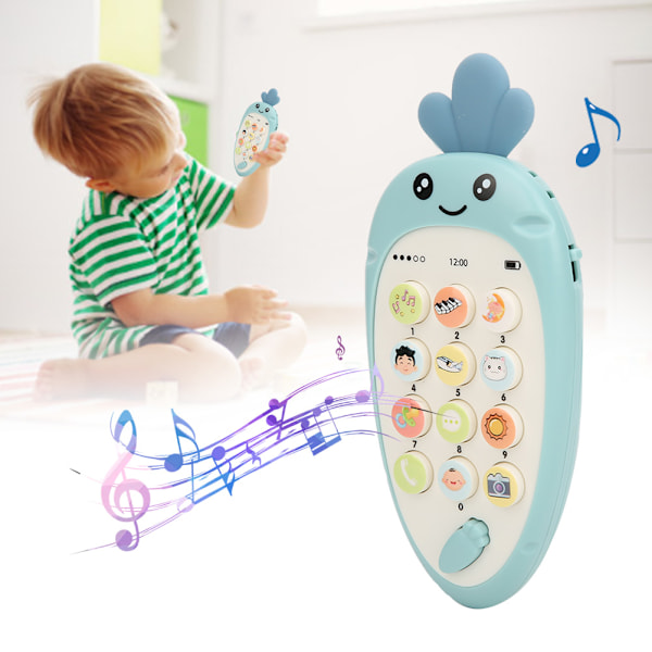 Barn Phone Toy Morot Shape Kid pedagogisk mobiltelefon bitring leksak med musik effekt