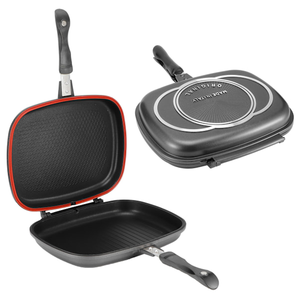 Grill Pan Stek Dubbelsidig Bärbar AntiBurn Handtag Köksartiklar Grillpanna 32cm/12.6in
