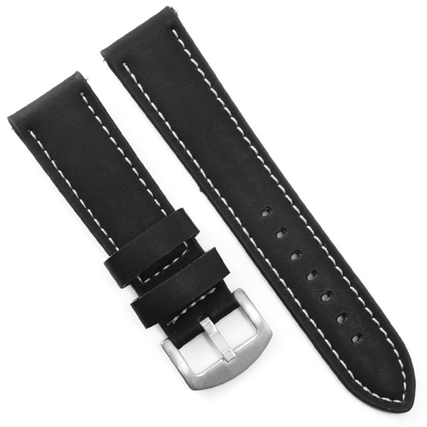 Autentiskt och slitstarkt 22 mm svart armband med vitt silverspänne black