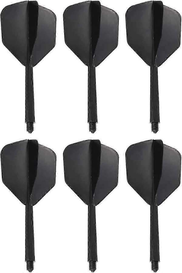Integrerat dartskaft och dartvindar, 6-pack hållbart plastdartvindset, svart