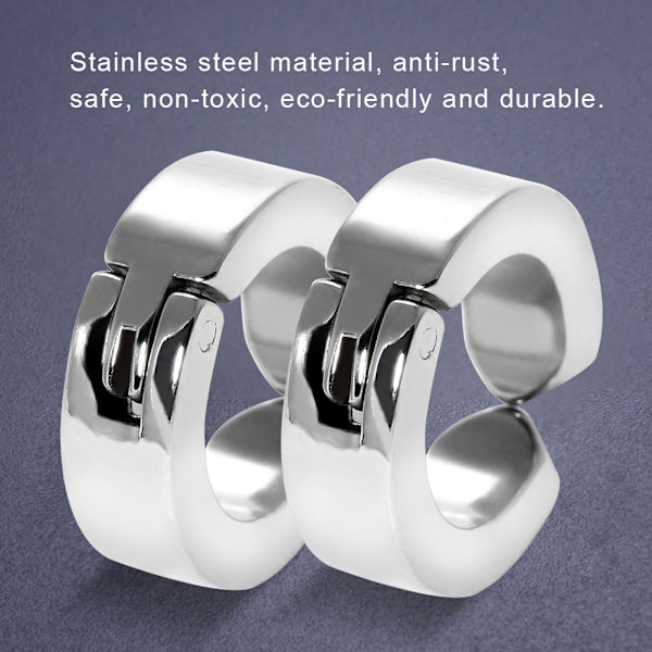 1 par elegante øreklemmer i rustfrit stål Øreringe Ear Cuff Smykker Gave (sølv glat overflade)