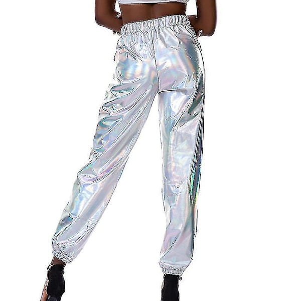 Højt taljede Metallic Sølv Pirat XL Kvinders Casual Sommerbukser