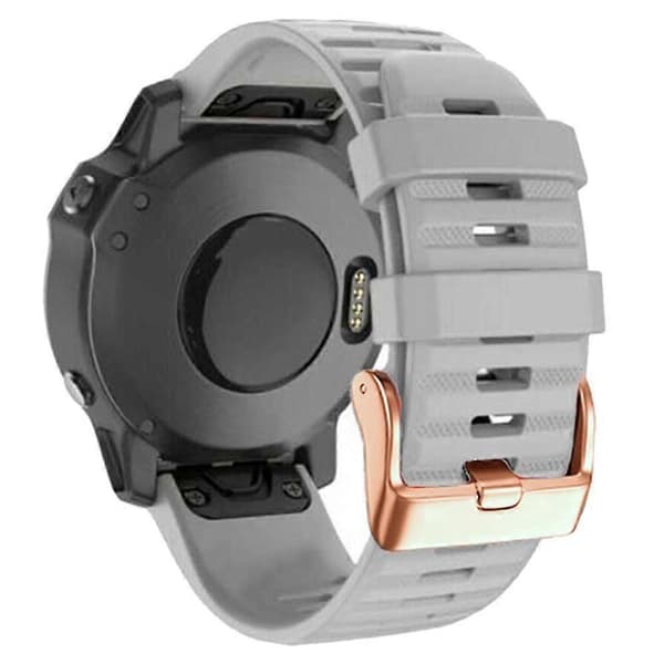 Klokkerem til Garmin Fenix 7s / 6s Pro / 5s Plus / Instinct 2s, horisontale striper silikonrem 20 mm med rosegullspenne Grey