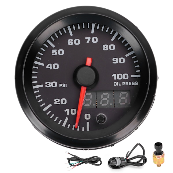 12V 2in oljetrycksmätare 0-100PSI meter 7 färger LED-skärm med sensor Universal för bil