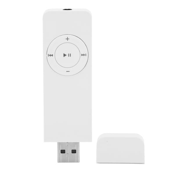 Minimusikkspiller - tappefritt lyd, opptil 64 GB, perfekt for studenter, løping og reiser (hvit)