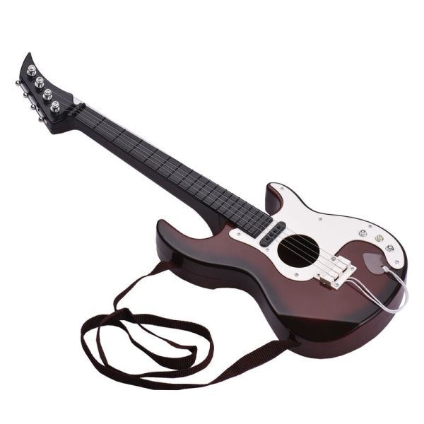 Barnsimulering basgitarr 4 strängar minimusikinstrument Pedagogisk basgitarrleksak för barn nybörjare 19 tum, modell: vinröd