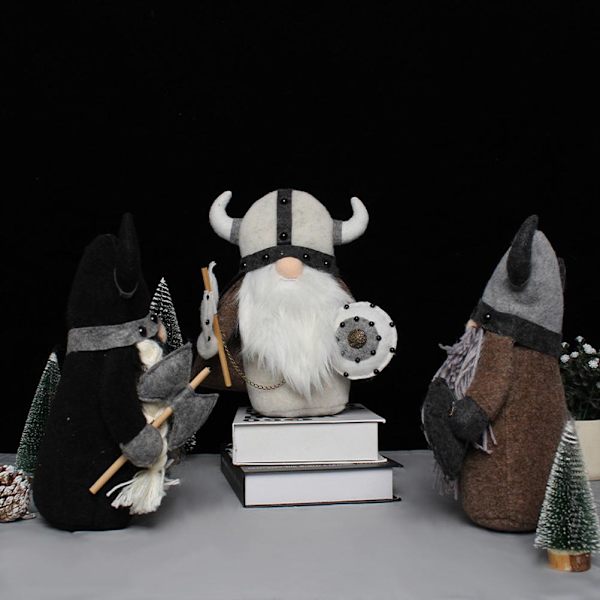 Ansiktslös Gnome Plyschdocka Riddare Dvärg Viking Gladiator Statyett Bordsdekoration Dekoration