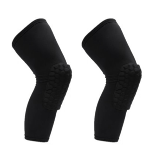 2 kpl Unisex polven tuki pitkä hunajakenno anti-collision compression polvisuojus koripallolle musta L 175-185 cm korkeudelle