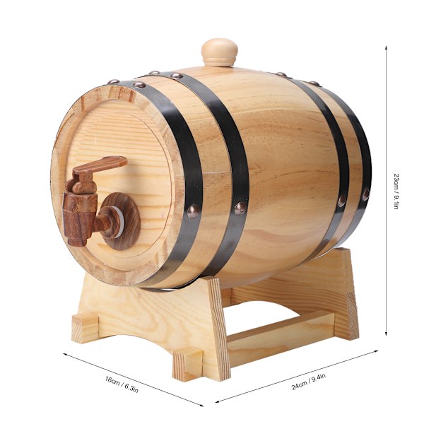 1,5 L Hushålls Mini Pine Wood Vinfat Fat Trä Ölbryggningsutrustning Träfärg 1,5L